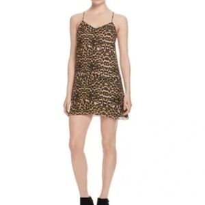 Rebecca Minkoff Sam Leopard 🐆 Print Spaghetti Strap Slip Mini Dress
